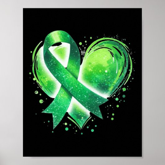 Mental Health Awareness Month Green Ribbon Heart Poster (Voorkant)