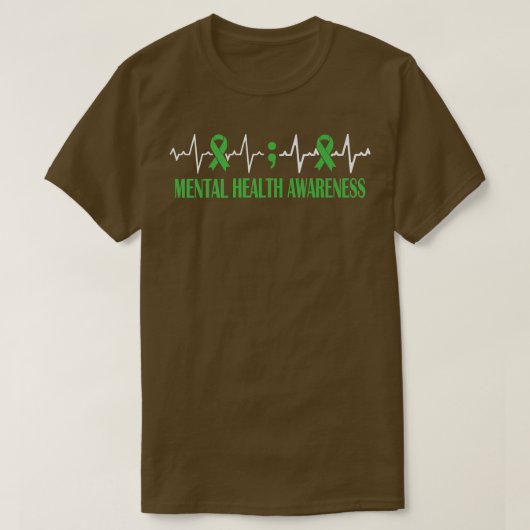 Mental Health Awareness Month Green Ribbon Pulse H T-shirt (Design voorkant)