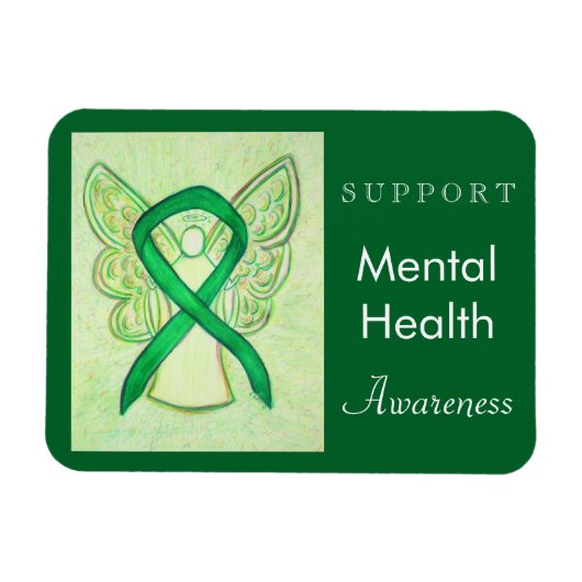Mental Health Awareness Ribbon Angel Custom Magnet Magneet (Horizontaal)