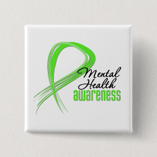 Mental Health Awareness Ribbon Vierkante Button 5,1 Cm