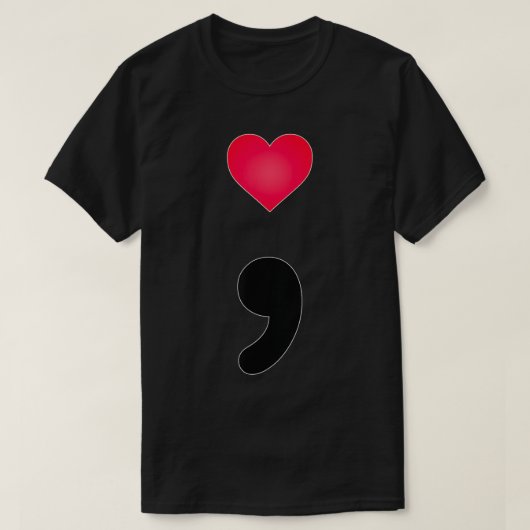 Mental Health Awareness Semicolon with Heart1 T-shirt (Design voorkant)