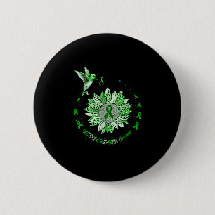 Mental Health Awareness Sunflower Hummingbird Ribb Ronde Button 5,7 Cm