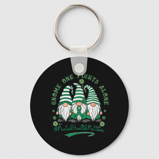 Mental Health Awareness Support Squad Gnome Green Sleutelhanger (Voorkant)