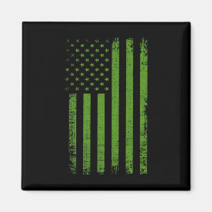Mental Health Awareness USA Flag Green Flag Magneet