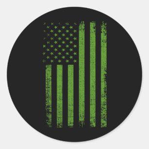 Mental Health Awareness USA Flag Green Flag Ronde Sticker