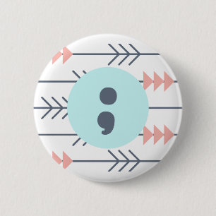 Mental Health Badge-Semicolon-Recovery-Support Ronde Button 5,7 Cm