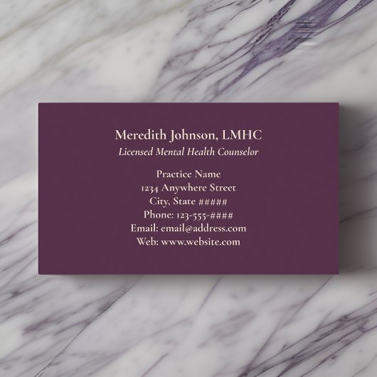 Mental Health Counselor Paarse Pioenrozen | NATUUR Visitekaartje