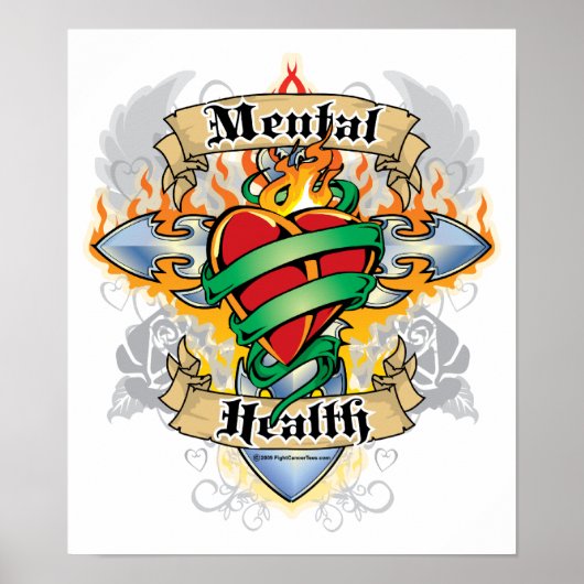 Mental Health Cross en Heart Poster (Voorkant)