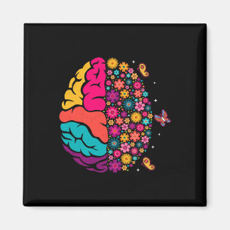 Mental Health Floral Brain Depression Awareness Co Magneet
