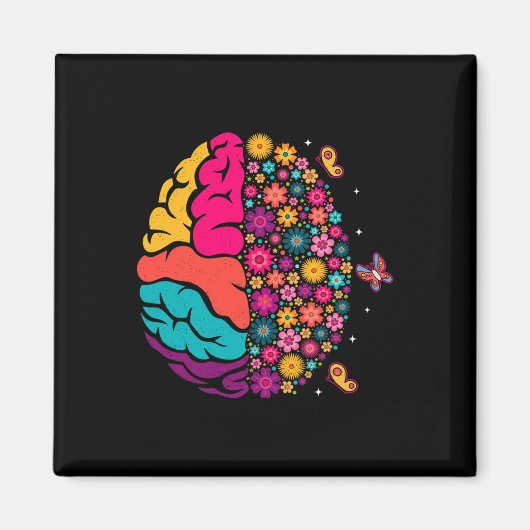 Mental Health Floral Brain Depression Awareness Co Magneet (Voorkant)