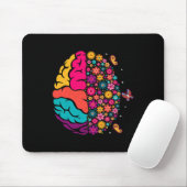 Mental Health Floral Brain Depression Awareness Co Muismat (Met muis)