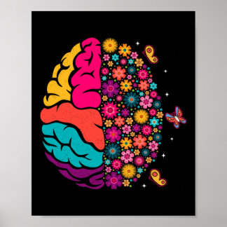 Mental Health Floral Brain Depression Awareness Co Poster