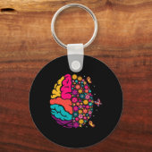 Mental Health Floral Brain Depression Awareness Co Sleutelhanger (Voorkant)