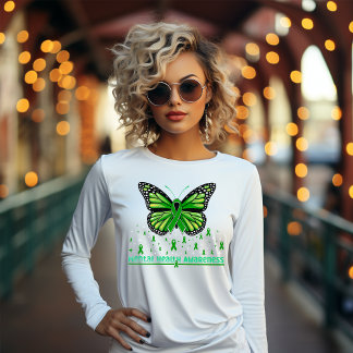 Mental Health Green Ribbon Butterfly T-shirt