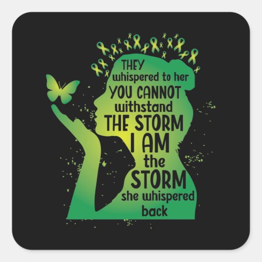 Mental Health Green Ribbon Butterfly Vierkante Sticker (Voorkant)