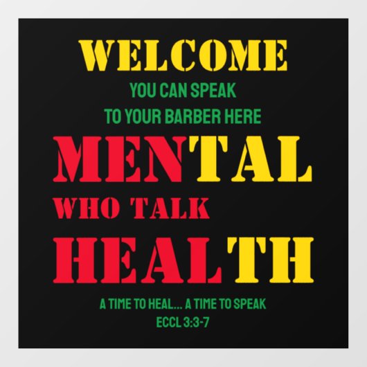 Mental Health MANNEN DIE PRATEN HEAL Barber Raamsticker (Vel)