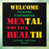 Mental Health MANNEN DIE PRATEN HEAL Barber Raamsticker (Vel 3)