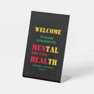 Mental Health MANNEN DIE PRATEN HEAL Barber Reclamebord Met Voetstuk