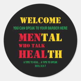 Mental Health MANNEN DIE PRATEN HEAL Barber Ronde Sticker