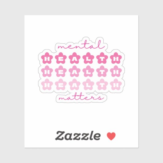 Mental Health Matters Bloemen Barbiecore Roze Sticker (Vel)