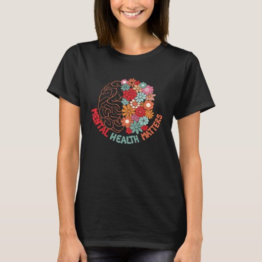 Mental Health Matters Brain Flower Awareness Kid M T-shirt (Voorkant)