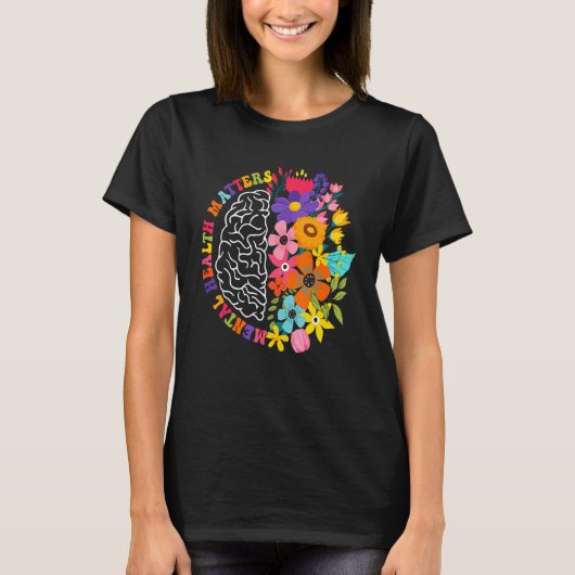 Mental Health Matters Floral Human Brain Illness A T-shirt (Voorkant)