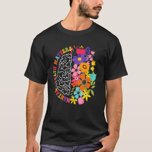 Mental Health Matters Floral Human Brain Illness A T-shirt (Voorkant)