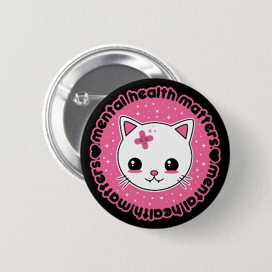 Mental Health Matters Kawaii Cat Ronde Button 5,7 Cm (Voorkant /achterkant)