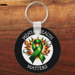 Mental Health Matters Pop Art Green Ribbon Sleutelhanger<br><div class="desc">Keychain to help spread awareness for mental health awareness. A pop art comic style green awareness ribbon with the quote,  "Mental health matters."</div>
