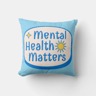 Mental Health Matters Quote - Modern Blue & Yellow Kussen