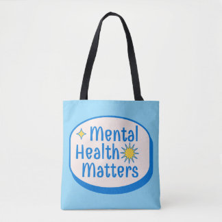 Mental Health Matters Quote - Modern Blue & Yellow Tote Bag