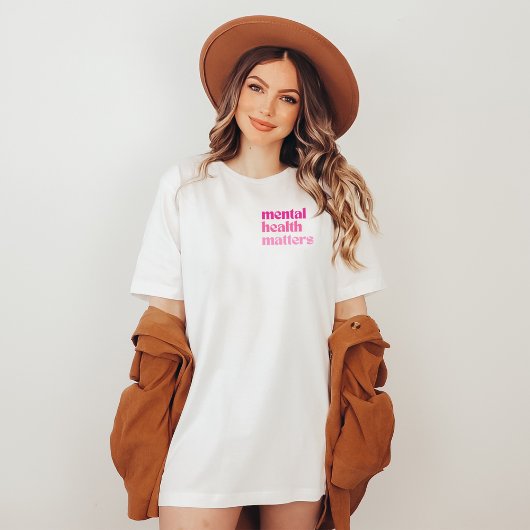 Mental Health Matters Retro Quote Barbiecore Roze T-shirt