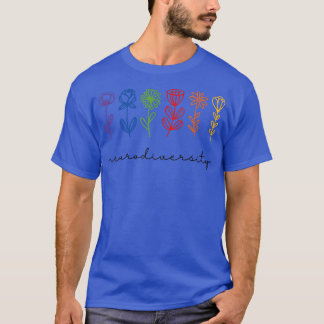 Mental Health Neurodiversity ADHD Floral Rainbow W T-shirt