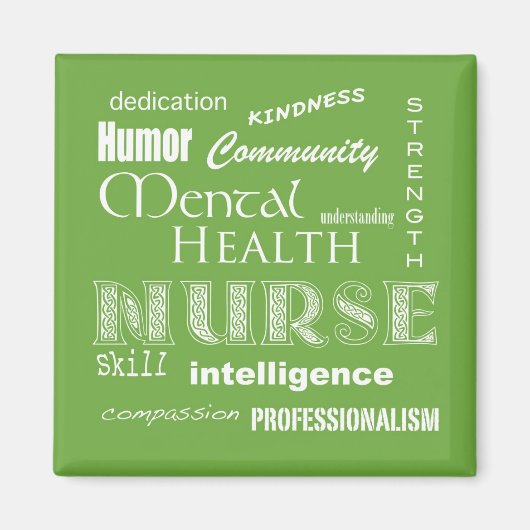 Mental Health Nurse Attributes-Lime Green Magneet (Voorkant)