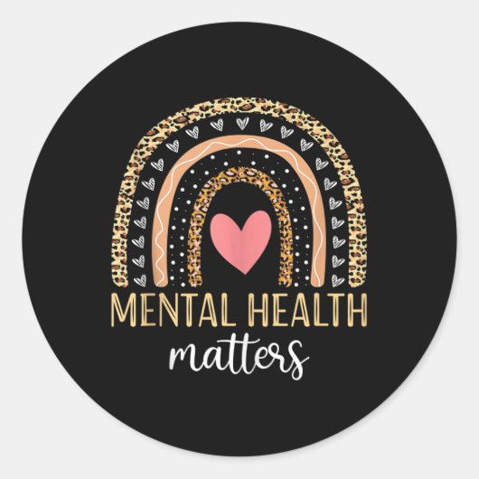 Mental Health S Awareness Shirt Rainbow Leopard PR Ronde Sticker (Voorkant)
