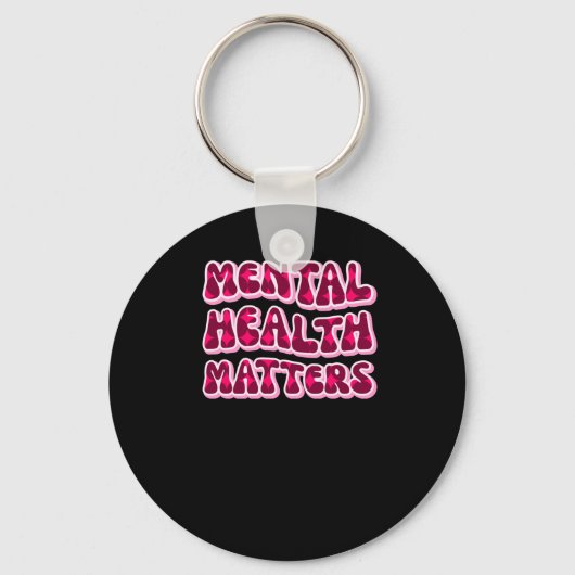Mental Health S Pink Text Sticker Sleutelhanger (Voorkant)