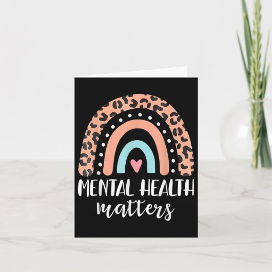 Mental Health S Shirt Leopard Boho Rainbow Awarene Kaart (Voorkant)