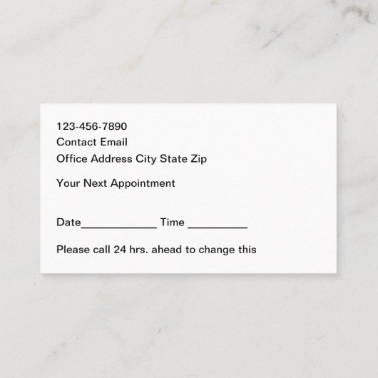 Mental  Health Services Office Appointment Cards Visitekaartje (Achterkant)