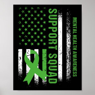 Mental Health Squad Awareness Amerikaanse vlag gro Poster