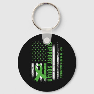 Mental Health Squad Awareness Amerikaanse vlag gro Sleutelhanger