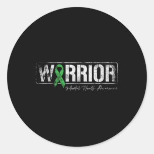 Mental Health Warrior Mental Health Awareness Gree Ronde Sticker