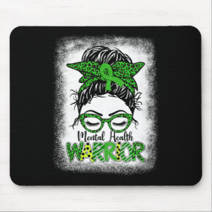 Mental Health Warrior Messy Bun Women Mental Healt Muismat