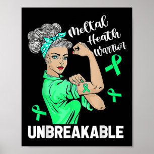 Mental Health Warrior Onbreekbare Lint Bewustzijn Poster