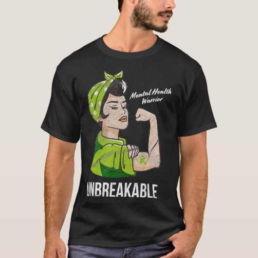 Mental Health Warrior Unbreakable  Awareness Month T-shirt (Voorkant)