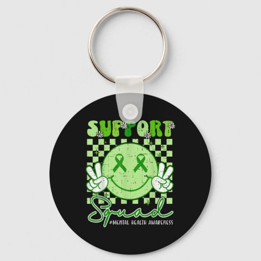 Mental Health's Awareness Support Squad Smile Face Sleutelhanger (Voorkant)