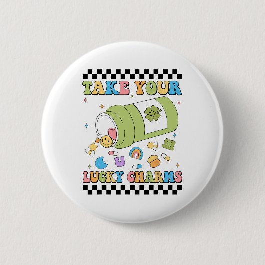 Mentale bewustzijn Neem je Lucky Charm-pillen Heal Ronde Button 5,7 Cm (Voorkant)