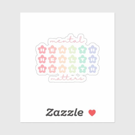 Mentale Gezondheid Aangelegenheden Retro Bloemen P Sticker (Vel)