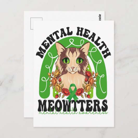 Mentale Gezondheid Meowtters Funny Kat Regenboog K Briefkaart (Voorkant / Achterkant)
