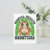 Mentale Gezondheid Meowtters Grappige Kat Regenboo Briefkaart (Staand voorkant)