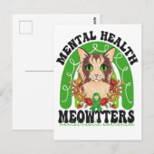 Mentale Gezondheid Meowtters Grappige Kat Regenboo Briefkaart (Voorkant / Achterkant)